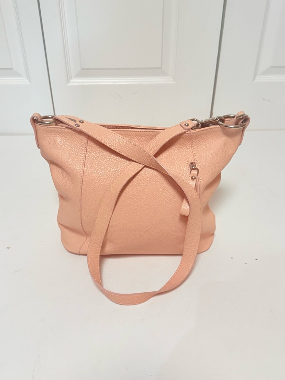 Borse in Pelle Italian Pink Pebbled Leather Crossbody Bag - Med